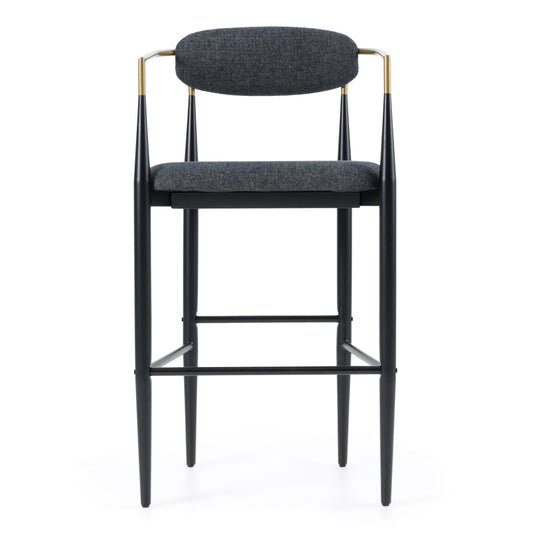 Modrest Buchtel - Mid-Century Modern Dark Grey + Gold Arm + Black Bar Chair