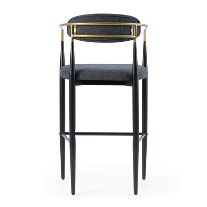 Modrest Buchtel - Mid-Century Modern Dark Grey + Gold Arm + Black Bar Chair