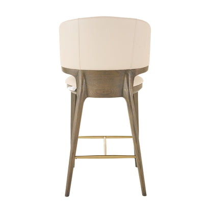 Modrest Calvary - Mid-Century Modern Beige Vegan Leather + Grey Ash Counter Chair
