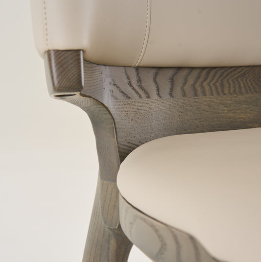 Modrest Calvary - Mid-Century Modern Beige Vegan Leather + Grey Ash Counter Chair