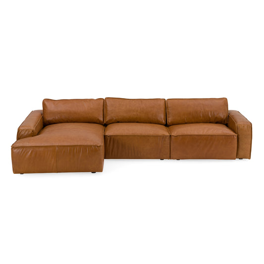 Modrest Cambria - Modern LAF Cognac Leather Sectional Sofa