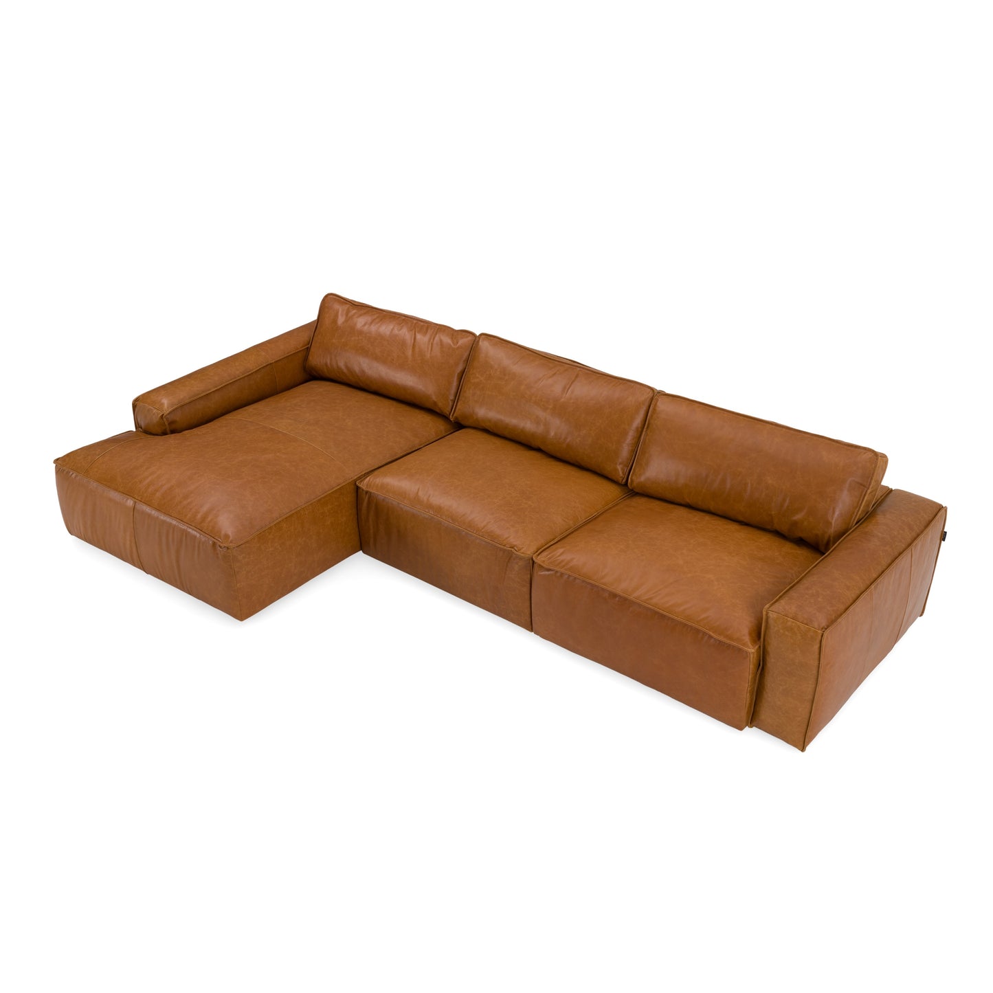 Modrest Cambria - Modern LAF Cognac Leather Sectional Sofa