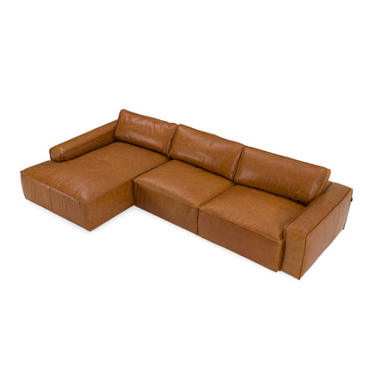 Modrest Cambria - Modern LAF Cognac Leather Sectional Sofa