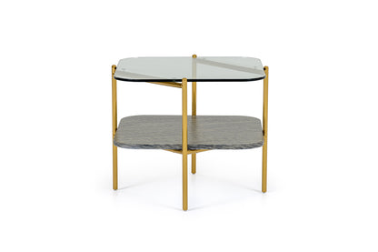 Modrest Cari - Glam Gold + Glass End Table