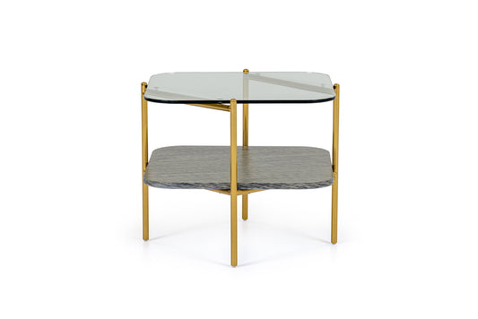 Modrest Cari - Glam Gold + Glass End Table