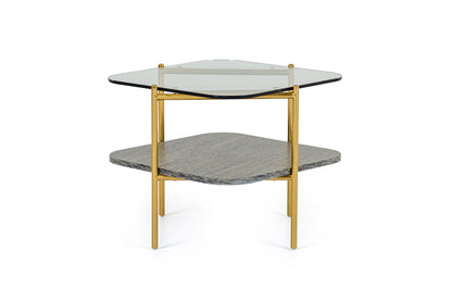 Modrest Cari - Glam Gold + Glass End Table
