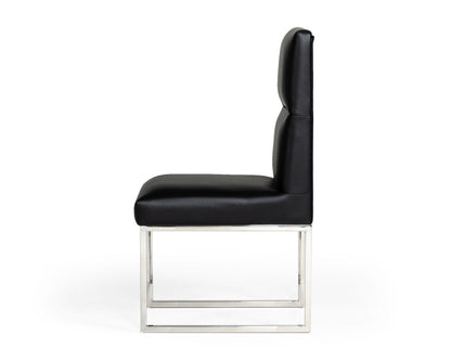 A&X Carla - Modern Black Leatherette Dining Chair (Set of 2)