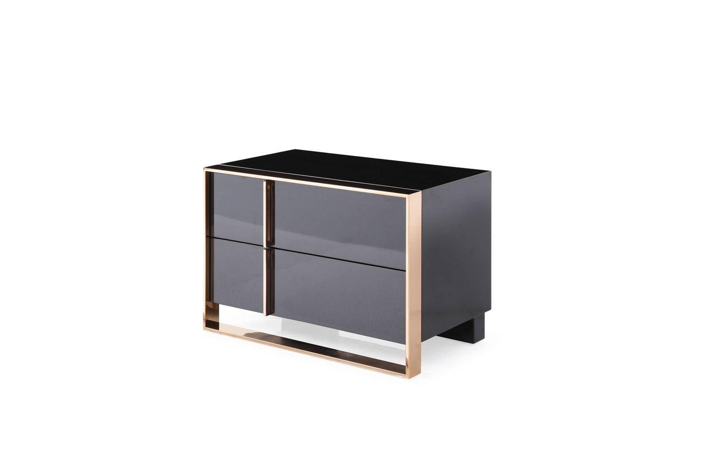 Nova Domus Cartier - Modern Black + Rose Gold Bed + Nightstands