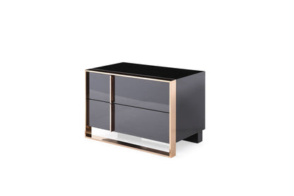 Nova Domus Cartier - Modern Black + Rose Gold Bed + Nightstands
