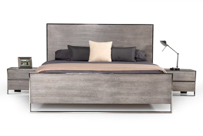 Modrest Charlene Modern Grey Elm & Stainless Steel 4-Piece Bedroom Set