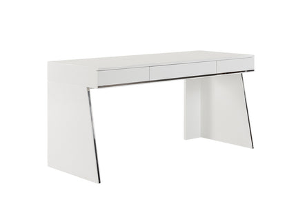 Modrest Chelsey- Modern White and Stainless Steel Desk