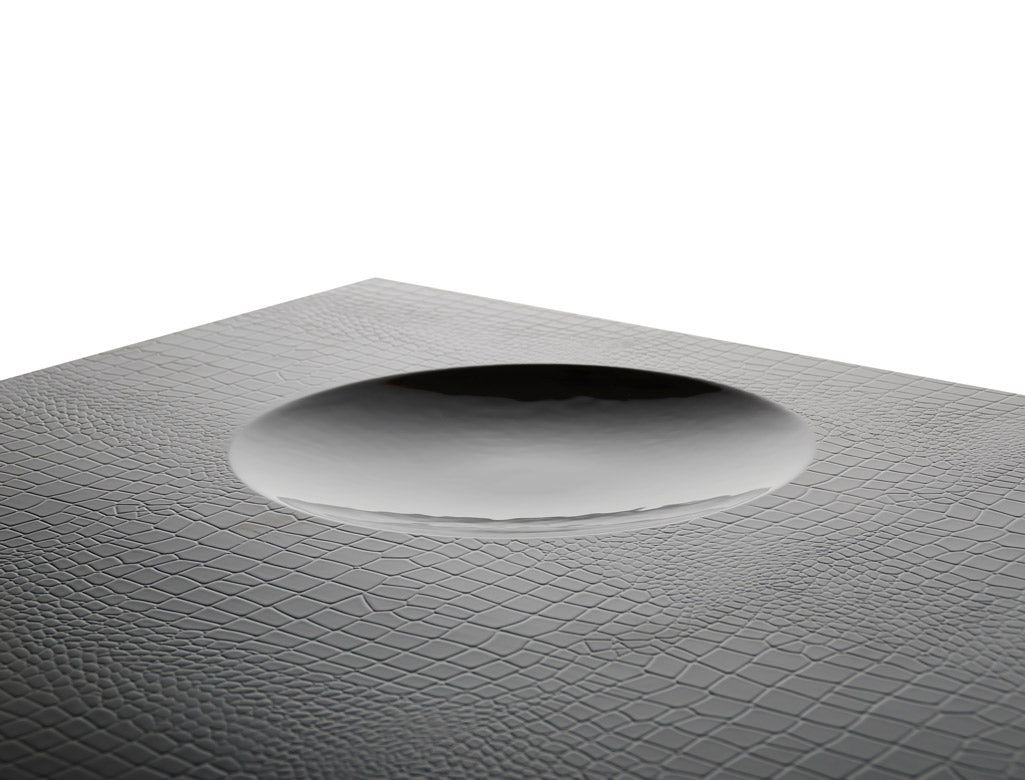 A&X Grand Modern Black Crocodile Lacquer Coffee Table with 2 Drawers