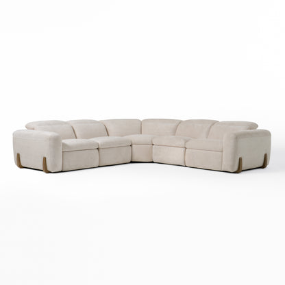 Divani Casa Conrad - Modern Beige Fabric Sectional With 3 Recliners
