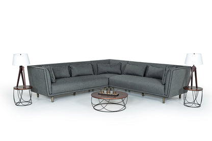 Divani Casa Conway Mid-Century Grey Fabric Sectional Sofa
