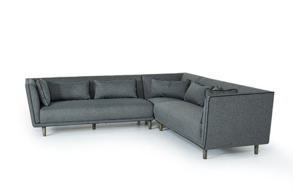 Divani Casa Conway Mid-Century Grey Fabric Sectional Sofa