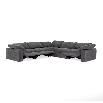 Divani Casa Corinth - Modern Dark Gray Fabric Sectional Sofa with 3 Power Recliners