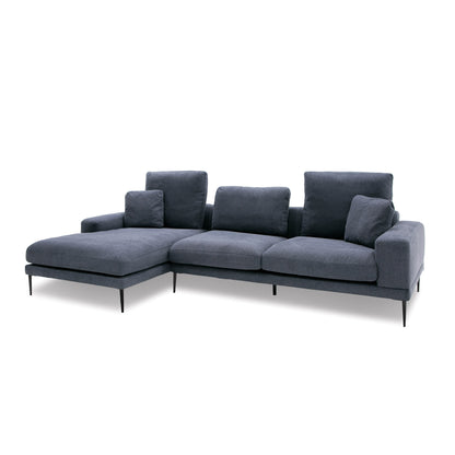 Divani Casa Corwith - Modern Blue Fabric Left Facing Sectional