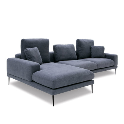 Divani Casa Corwith - Modern Blue Fabric Left Facing Sectional