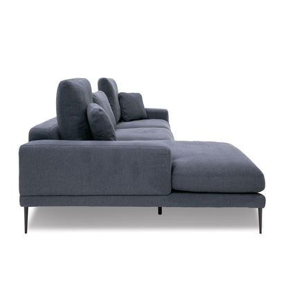 Divani Casa Corwith - Modern Blue Fabric Left Facing Sectional