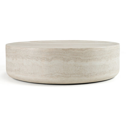 Modrest Cozad - Modern Faux Travertine Round Coffee Table