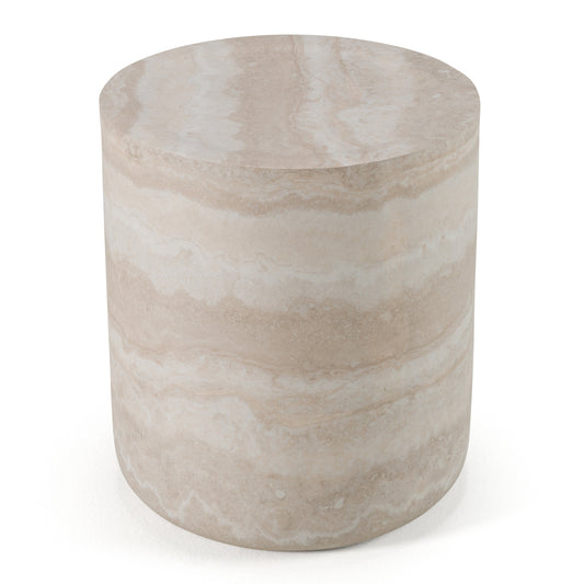 Modrest Cozad - Modern Faux Travertine Round End Table