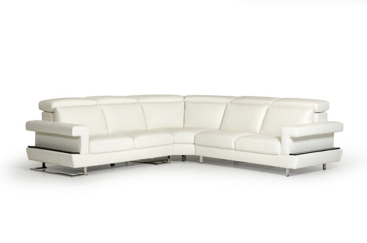 Lamod Italia Crosby - Italian Modern White Leather Sectional Sofa