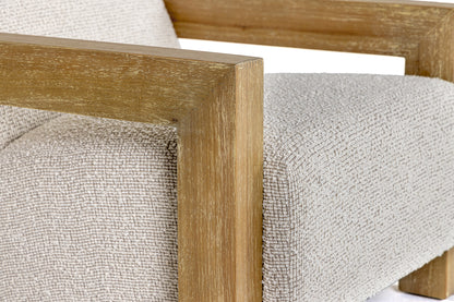 Modrest Dalhart - Modern Beige Fabric + Grey Wash Wood Accent Chair