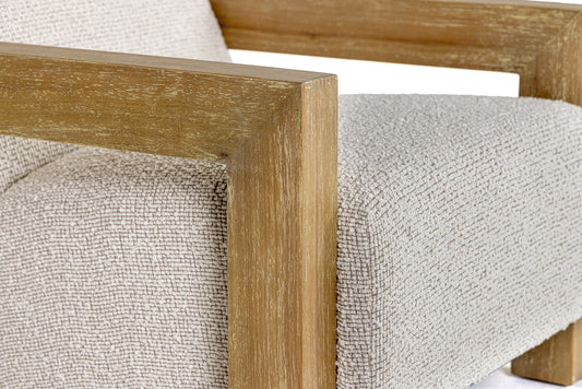 Modrest Dalhart - Modern Beige Fabric + Grey Wash Wood Accent Chair