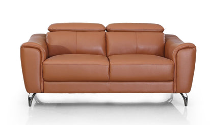 Divani Casa Danis - Modern Cognac Leather Brown Sofa