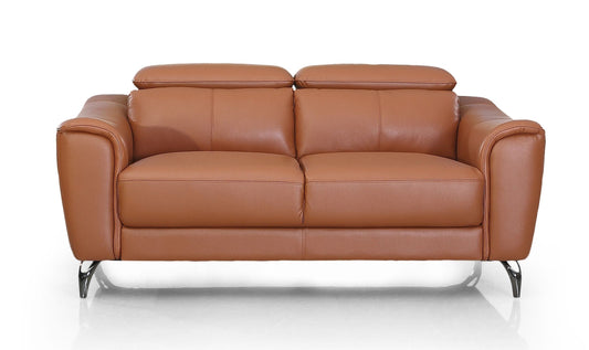 Divani Casa Danis - Modern Cognac Leather Brown Sofa