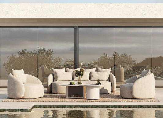 Renava Tabarca - Outdoor Beige Fabric 3 Seat Sofa