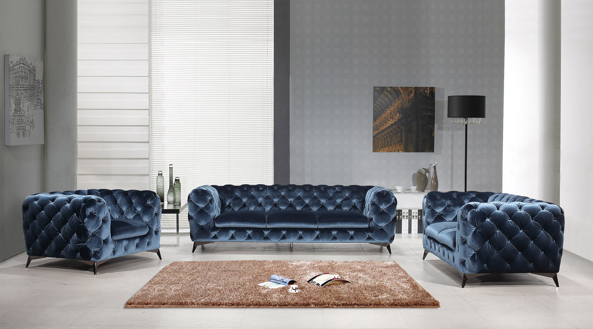 Divani Casa Delilah Modern Blue Fabric Loveseat