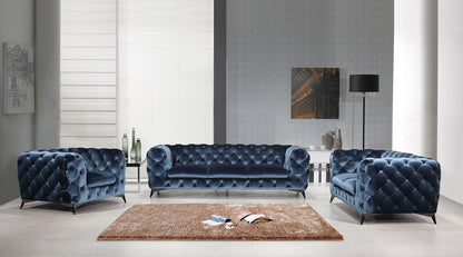 Divani Casa Delilah Modern Blue Fabric Loveseat