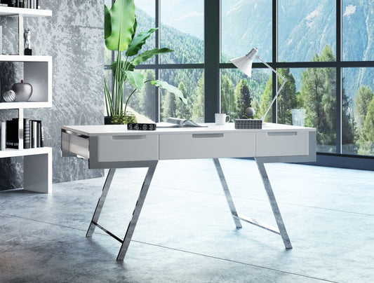 Modrest Dessart Modern White Gloss Office Desk