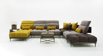 David Ferrari Display - Italian Modern Grey + Yellow Fabric Modular Sectional Sofa