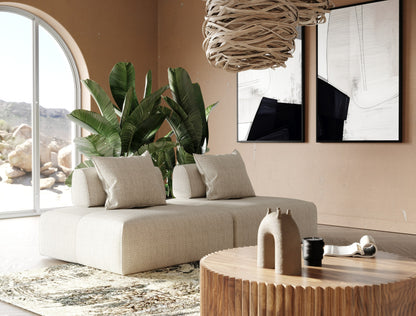 Divani Casa Mondo - Modern Modular Beige Fabric Sectional Sofa-2-Piece Sectional