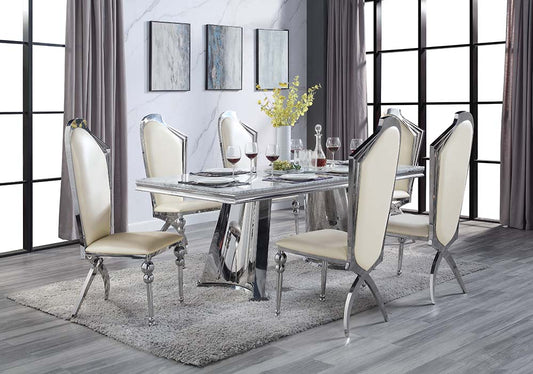 Destry Dining Table W/Engineering Stone Top & Pedestal Base