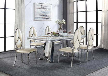 Destry Dining Table W/Engineering Stone Top & Pedestal Base