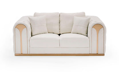 Divani Casa Dosie - Modern Beige Fabric Sofa & Loveseat Set