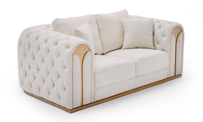 Divani Casa Dosie - Modern Beige Fabric Sofa & Loveseat Set