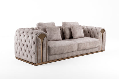 Divani Casa Dosie - Transitional Beige Velvet Sofa