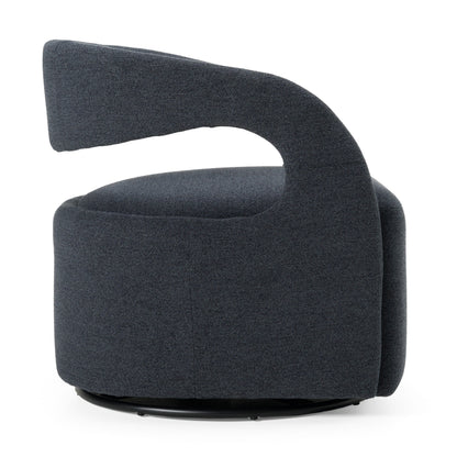 Modrest Dowsett - Modern Charcoal Fabric Swivel Accent Chair