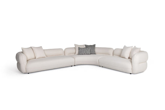 Divani Casa Drayton - Modern Off-White Fabric Sectional Sofa