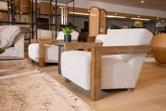 Modrest Rosen - Modern Beige Fabric + Grey Oak Accent Chair