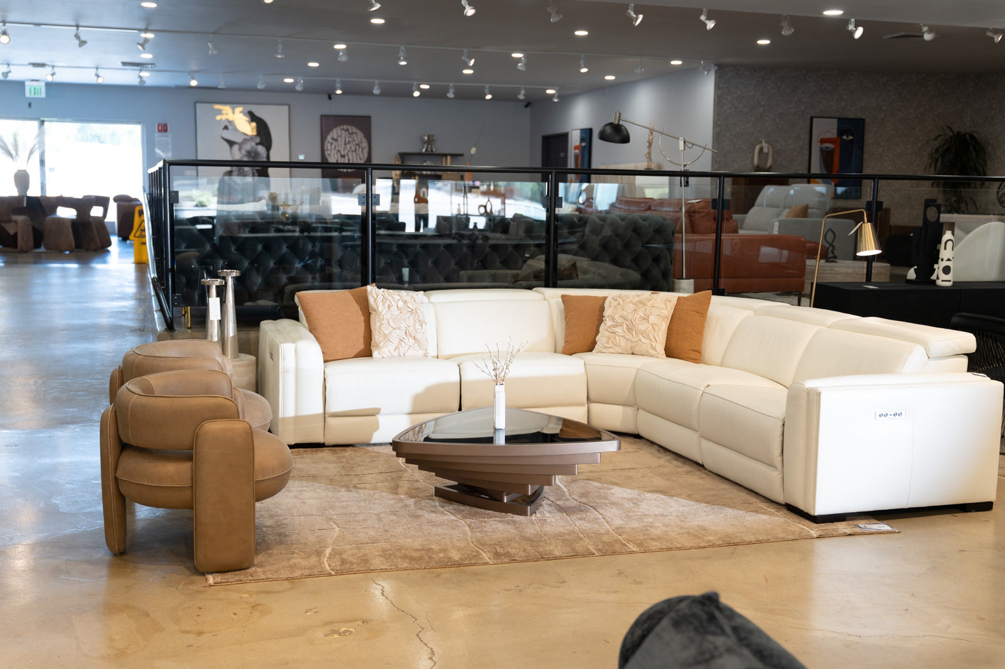 Modrest Frazier - Modern White Leather Sectional Sofa with 3 Recliners