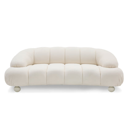Divani Casa Duran - Contemporary White Fabric Loveseat Sofa