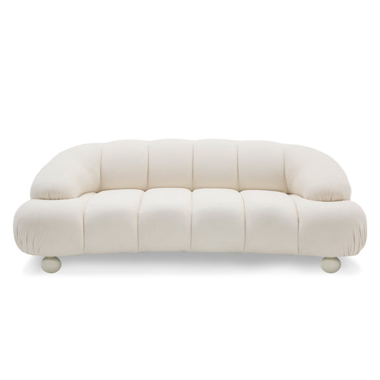 Divani Casa Duran - Contemporary White Fabric Loveseat Sofa