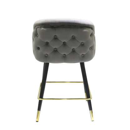 Modrest Elliot - Contemporary Grey & Black/Gold Dining Bar Stool (Set of 2)
