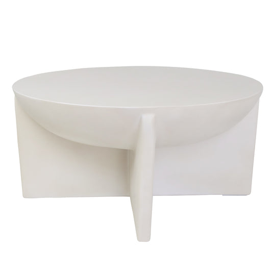 Modrest Elsa - Modern Oyster Concrete Round Coffee Table
