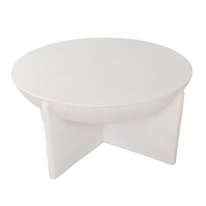 Modrest Elsa - Modern Oyster Concrete Round Coffee Table
